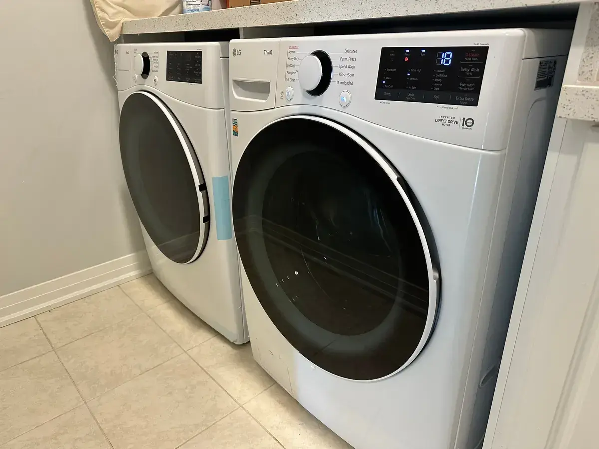 LG front-load washer and dryer installed